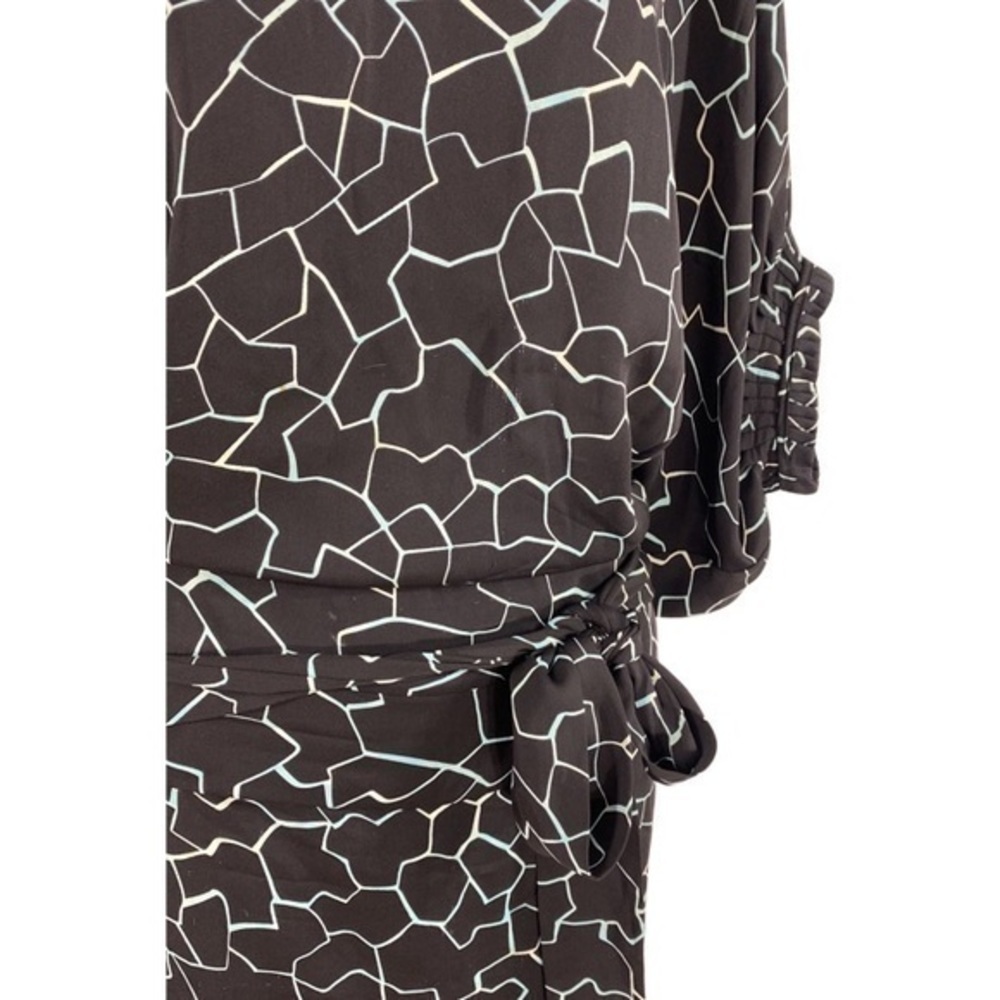 DVF Edna black blue white dolman sleeve blouson silk tie side blouson dress MM10 - Picture 9 of 15